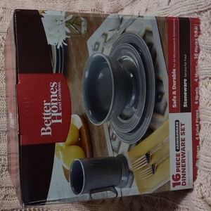 New set of stoneware dinnerware
